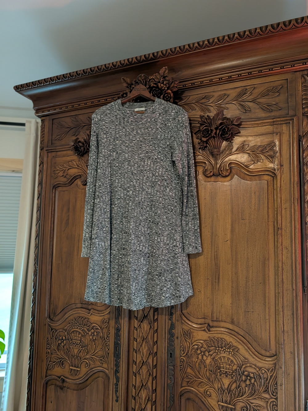 JODIFL Heathered Gray Long-Sleeve Knit Swing Dress